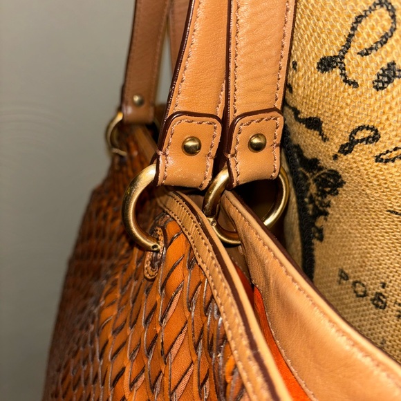 🥃COLE HAAN🥃WOVEN WHISKEY LEATHER SHOULDER BAG 🥃🥃🥃🥃🥃🥃 - Picture 3 of 13